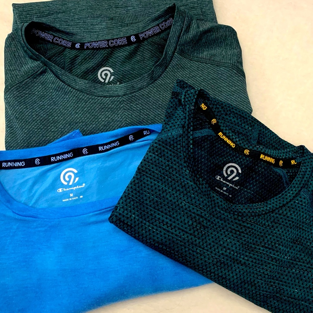 Set of 3 champion running shirts. Sz Med
